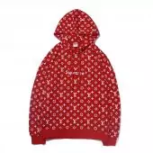 supreme hoodie mann frau sweatshirt pas cher louis vuitton embroide rouge logo